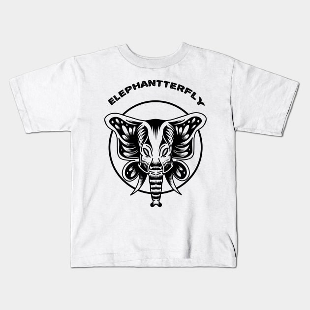 elephant+butterfly Kids T-Shirt by VAT house